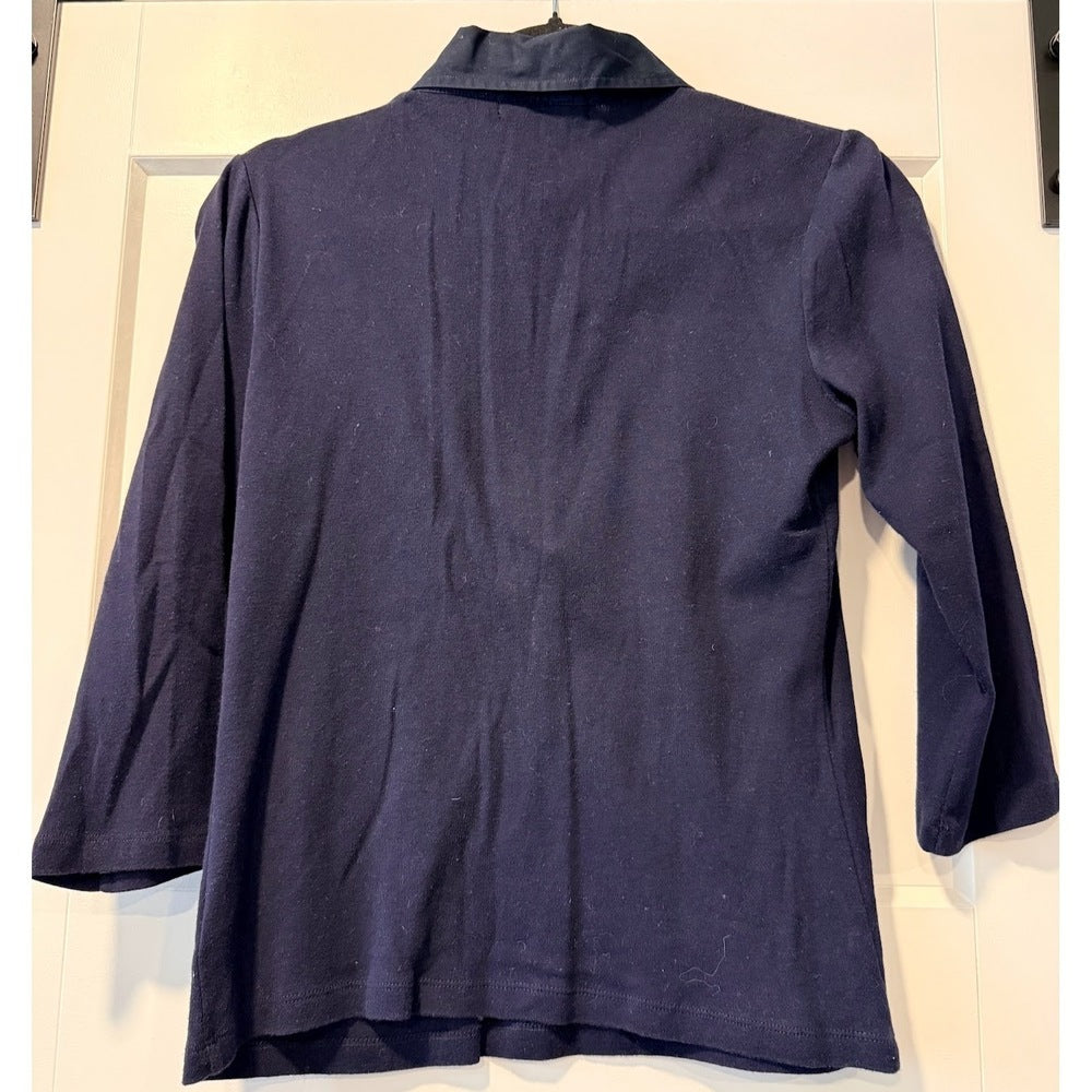 Ralph Lauren Long Sleeve Collared Henley Tee Navy Blue Size Small