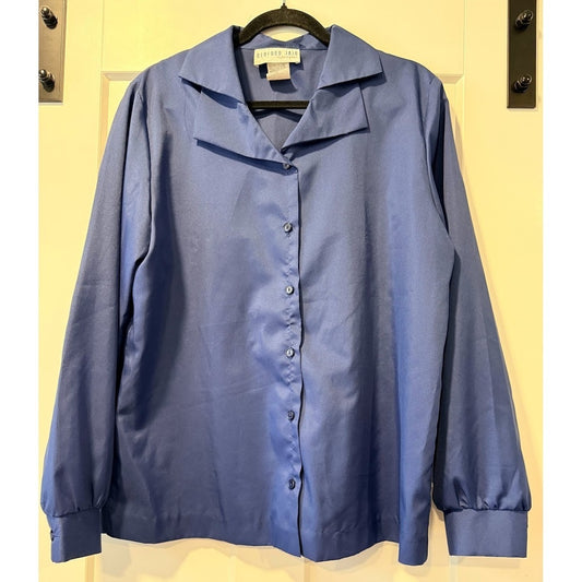 Vintage Bedford Fair Navy Blue Button-Front Blouse Size 16