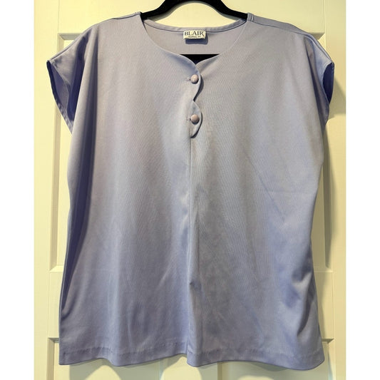 Vintage Blair Lavender Short-Sleeve Button-Front Blouse Size XL