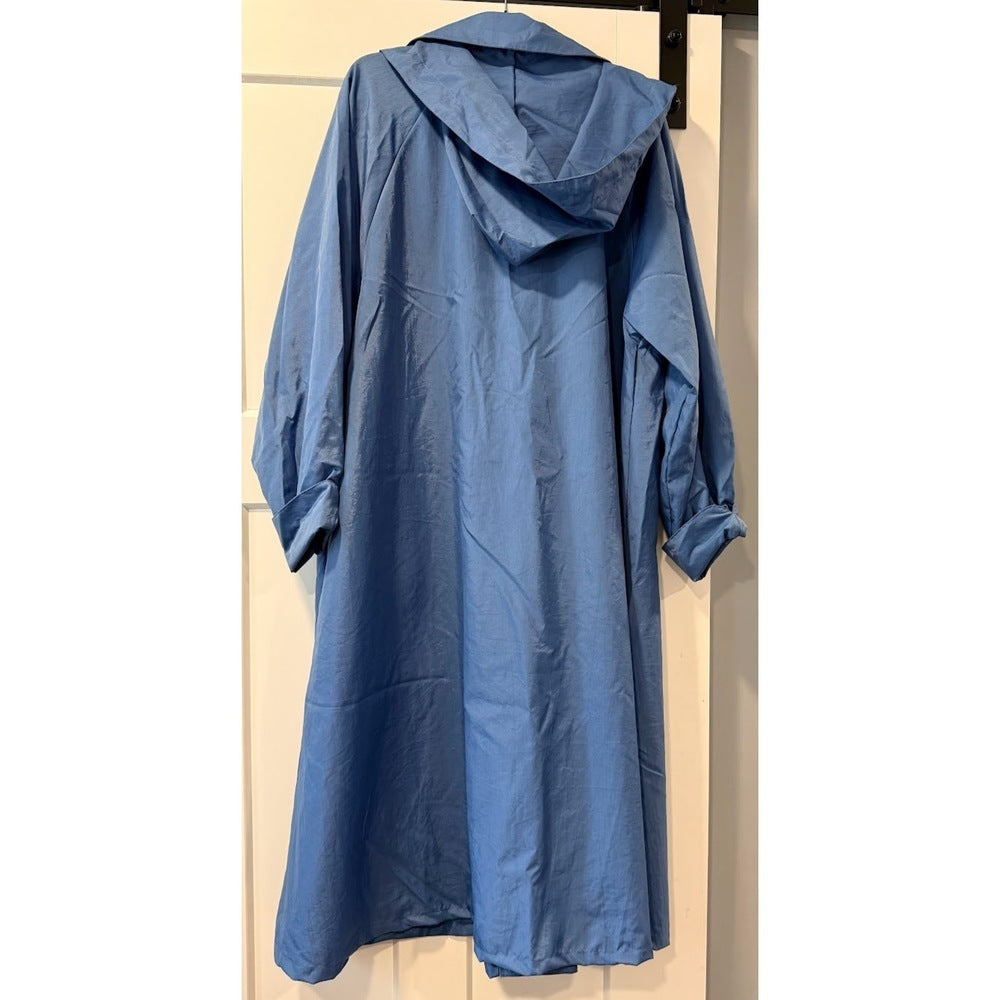 Vintage Aqua Sheen Blue Nylon Raincoat Ladies Size Large