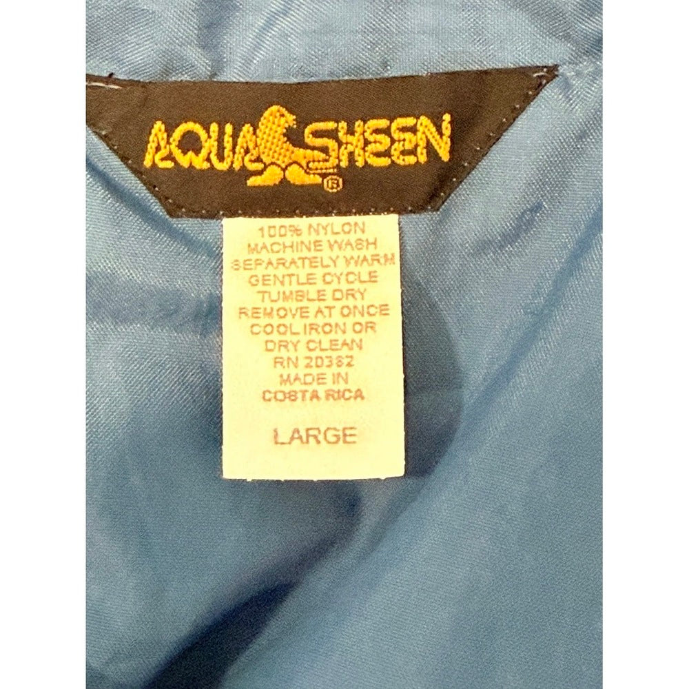 Vintage Aqua Sheen Blue Nylon Raincoat Ladies Size Large