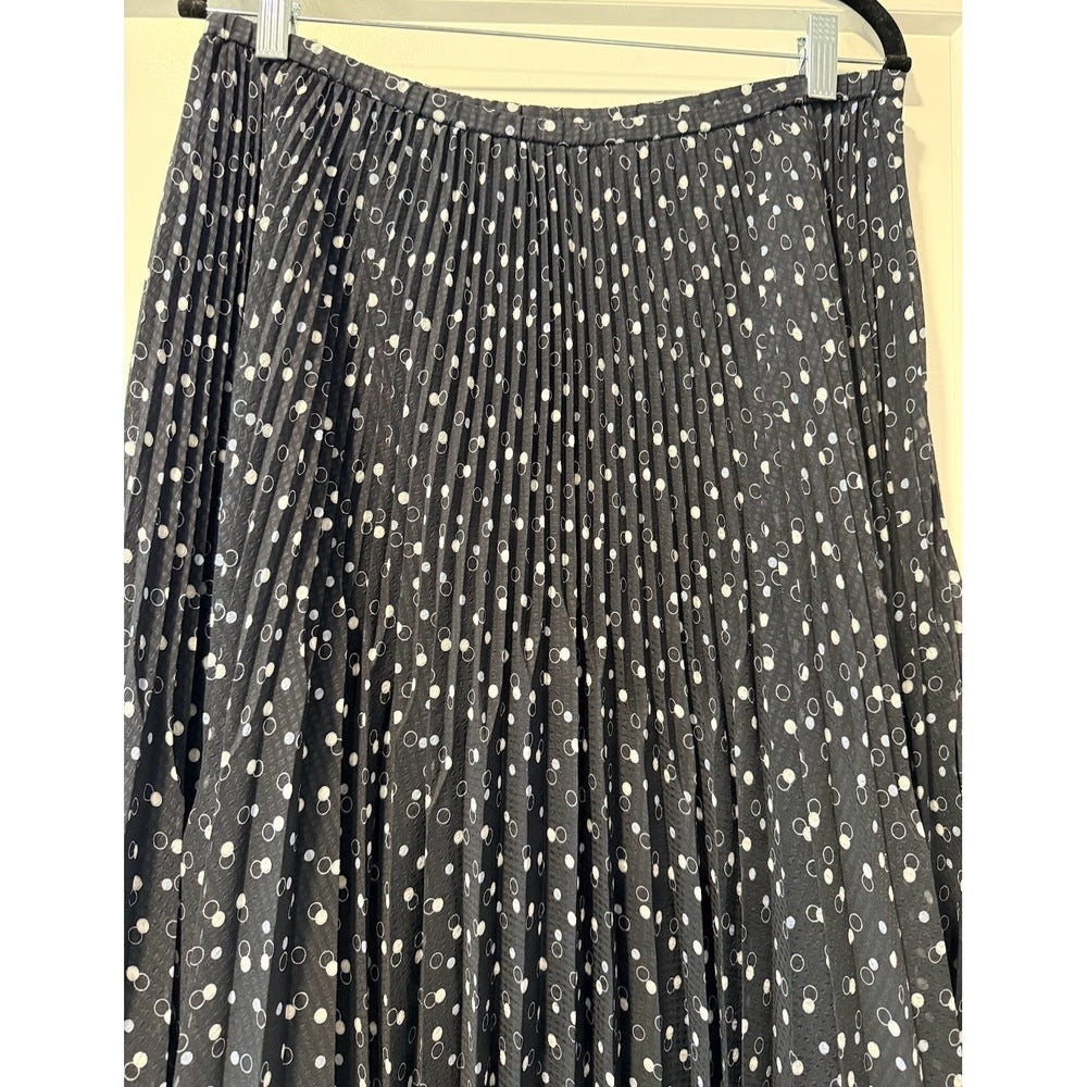 Talbots Navy Blue and White Polka Dot Pleated  Skirt Size 12 W