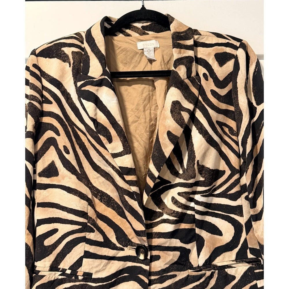 Chico's Animal Print Lightweight Jacket Chico's Size 0 (Small)