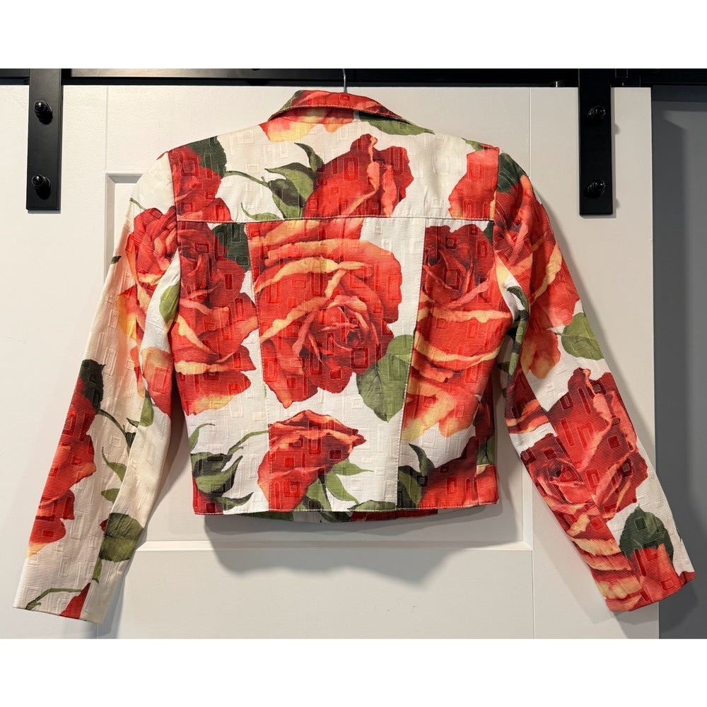 Alberto Makali Textured Floral Cropped Jacket Ladies Size 6