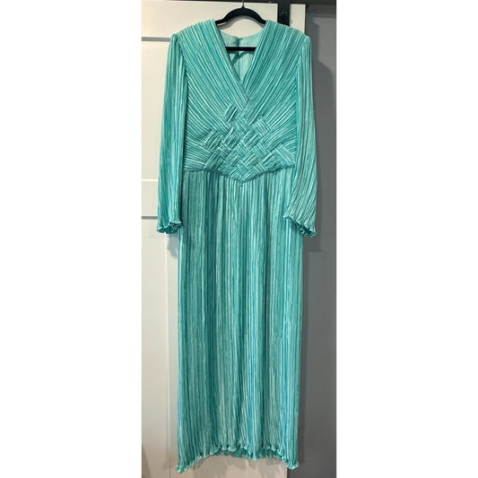 Vintage George F. Couture Teal Formal Dress Ladies Size 10
