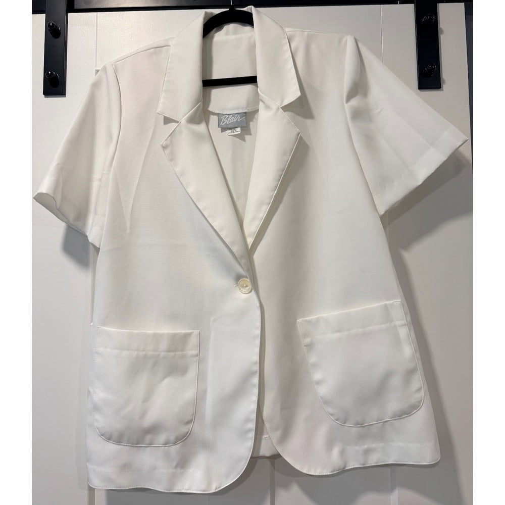 Vintage Blair Short-Sleeve Polyester Jacket w/ Pockets Ladies Sz 16