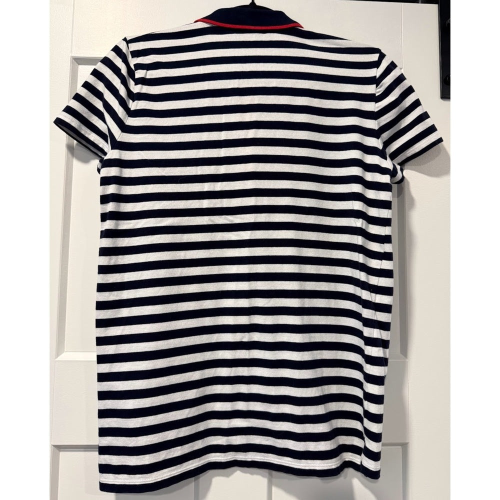 Jones New York Short-Sleeve Navy and White Polo w/ Red Accents Sz Medium