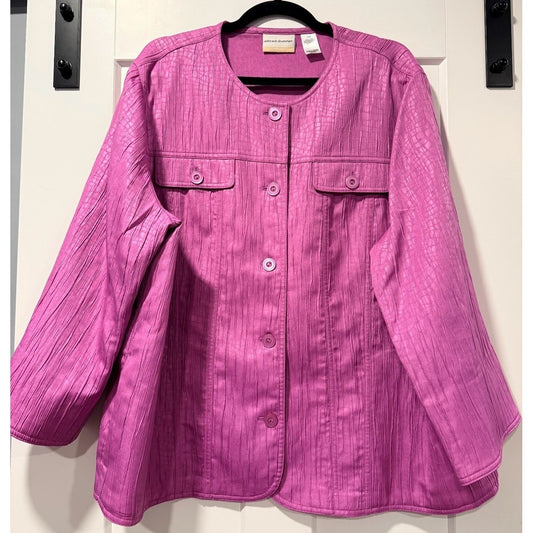 Alfred Dunner Pink Textured Jacket Women's Size 18 W