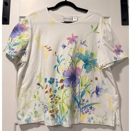 Alfred Dunner Floral Tee With Bead Embellishments Ladies Size XL