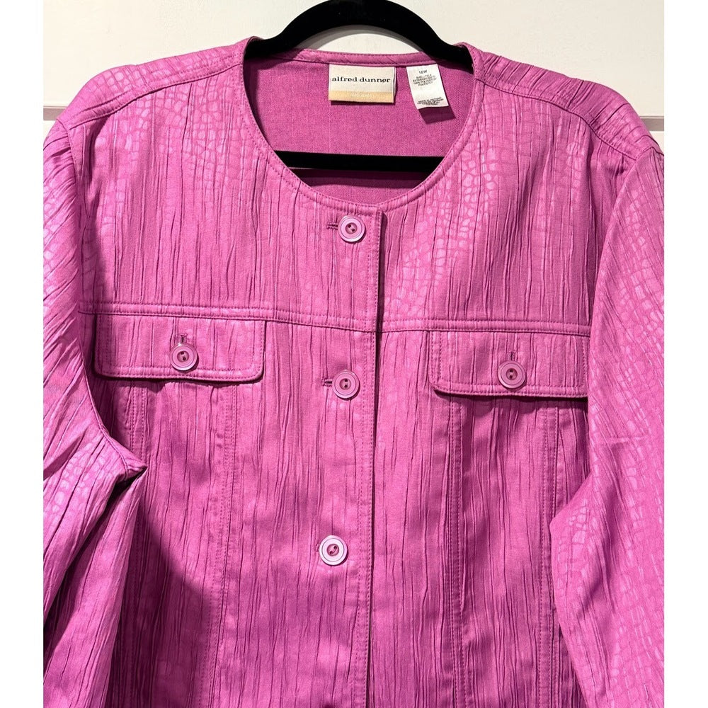 Alfred Dunner Pink Textured Jacket Women's Size 18 W