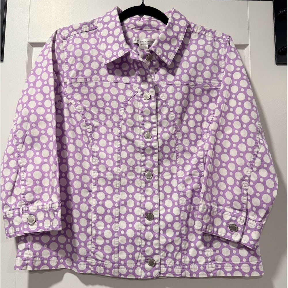 Christopher & Banks Lavender & White Polka Dot Jacket Ladies Size Medium