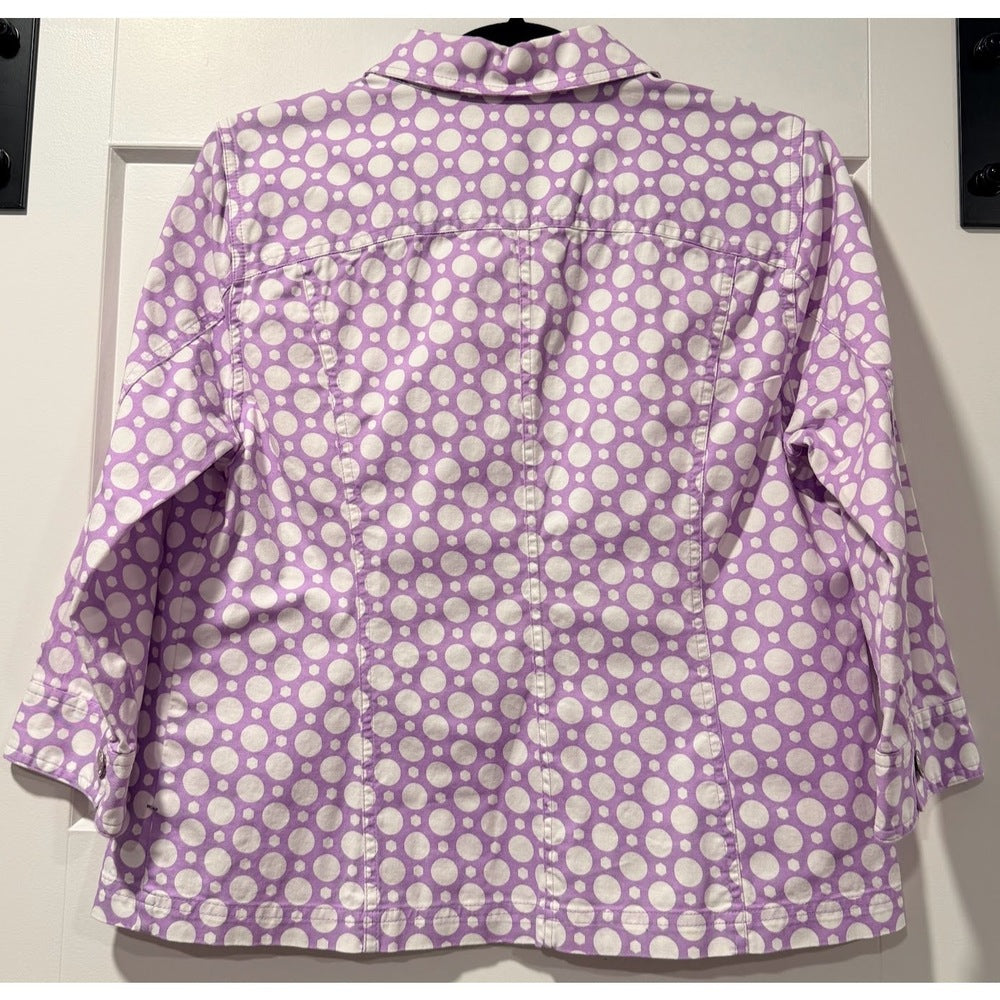 Christopher & Banks Lavender & White Polka Dot Jacket Ladies Size Medium