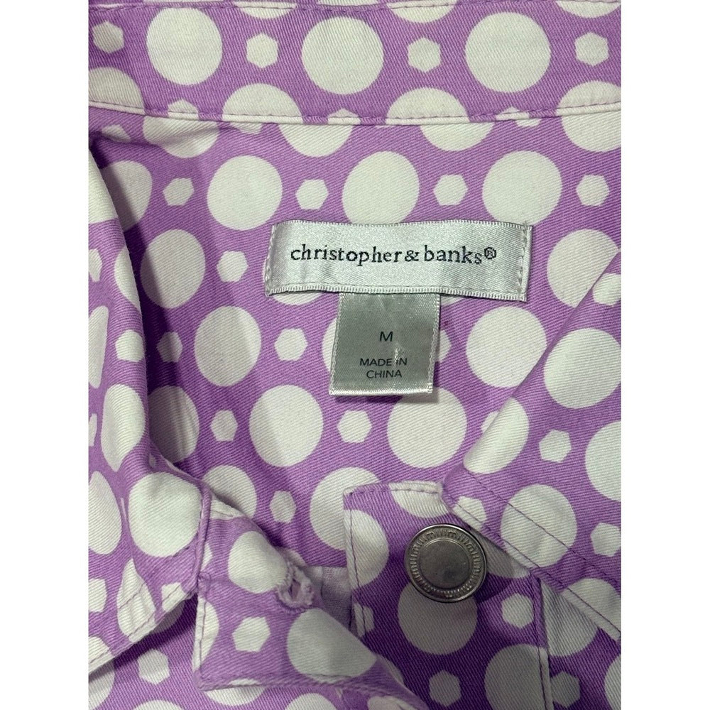 Christopher & Banks Lavender & White Polka Dot Jacket Ladies Size Medium