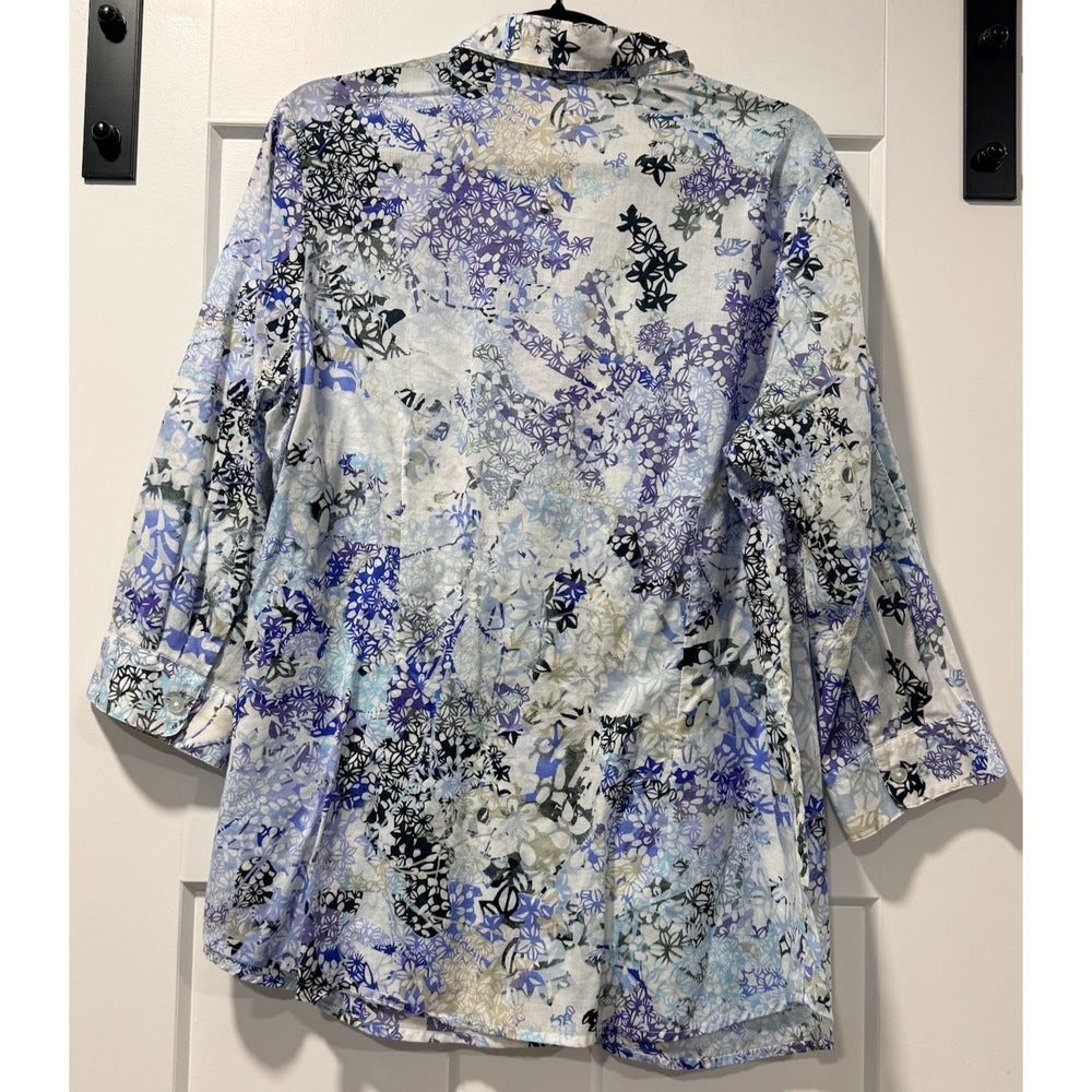 Coldwater Creek Lightweight Cotton Floral Flowy Blouse Size 1X