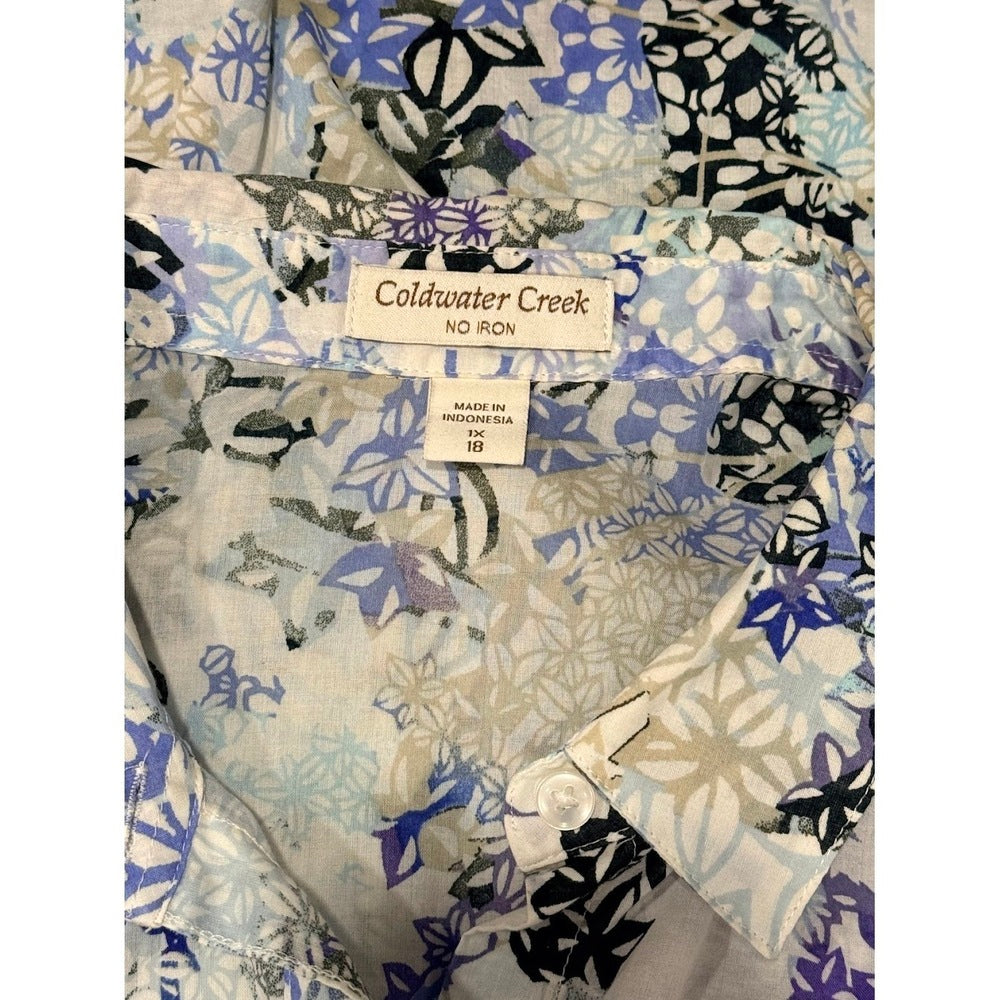 Coldwater Creek Lightweight Cotton Floral Flowy Blouse Size 1X