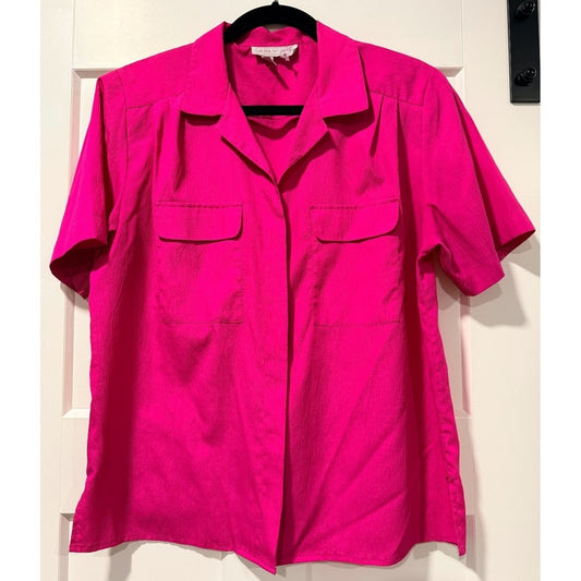 Vintage Laura and Jayne Short-Sleeve Dark Pink Blouse Size 10