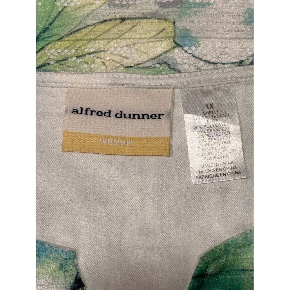 Alfred Dunner Green and Blue Floral Textured Tee Size 1X