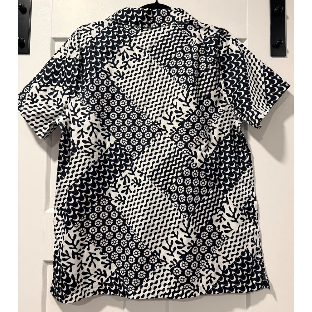 Coldwater Creek Black & White Geometric Print Pullover Blouse Sz M