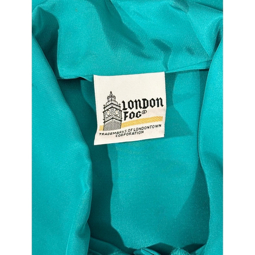 Vintage Teal London Fog Blouse With Scarf-Tie Neck Ladies Size 12