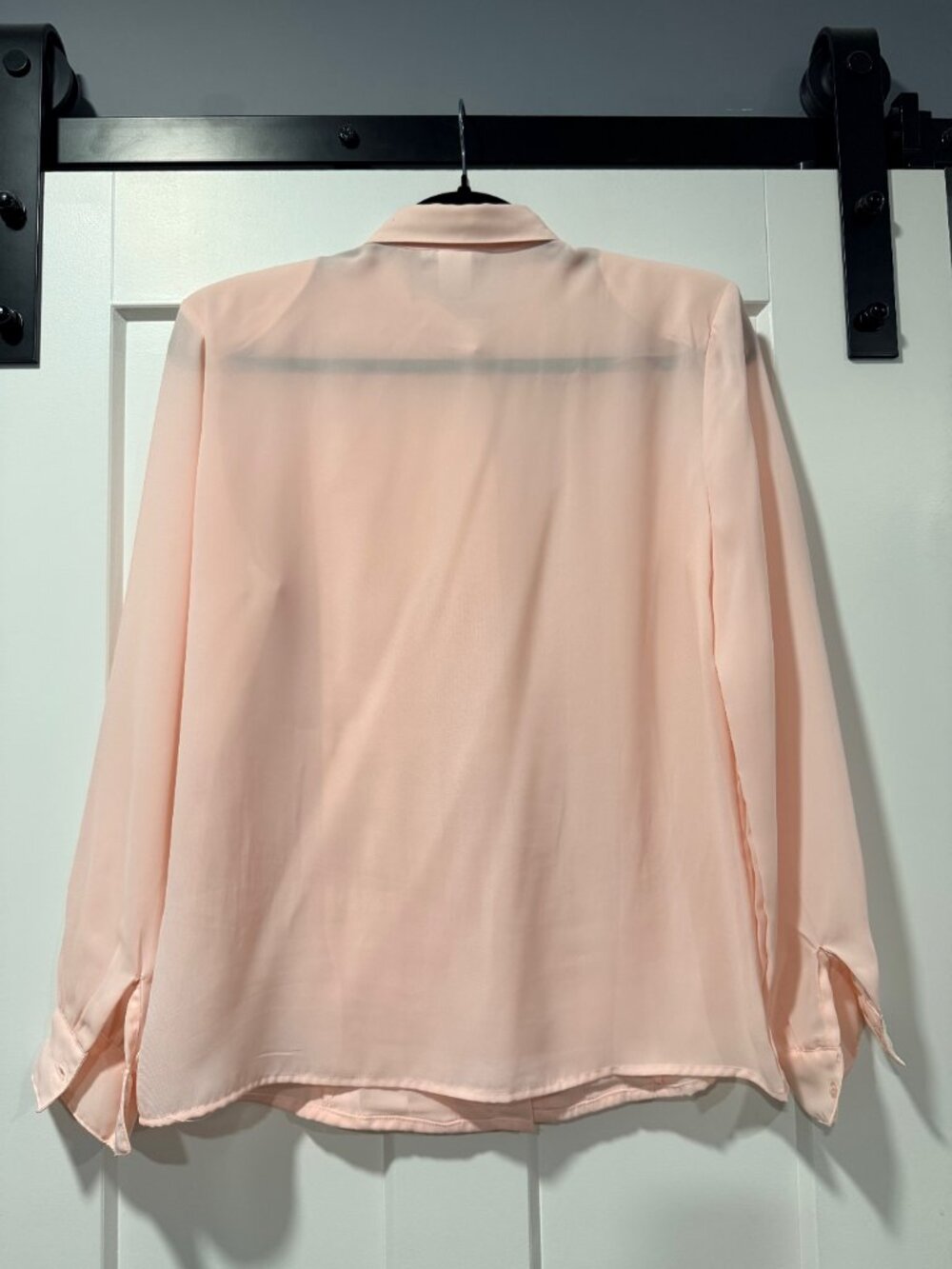 Vintage Laura Mae Light Pink Pleated Front Polyester Blouse Size 12
