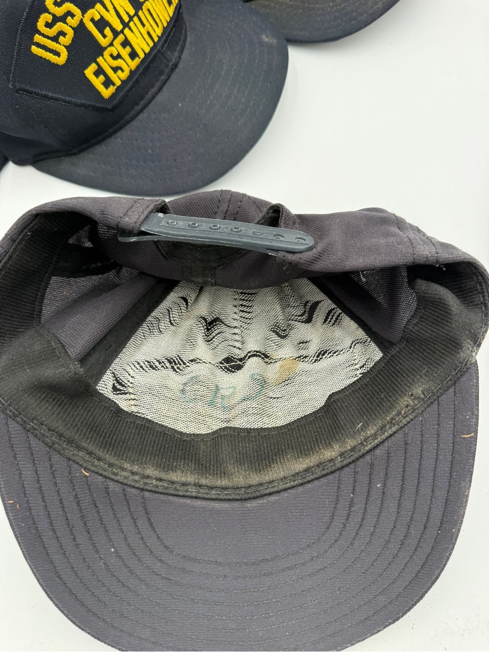 Amazing lot of 7 Vintage Navy USS Ship Embroidered Cap Lot - Black and Navy