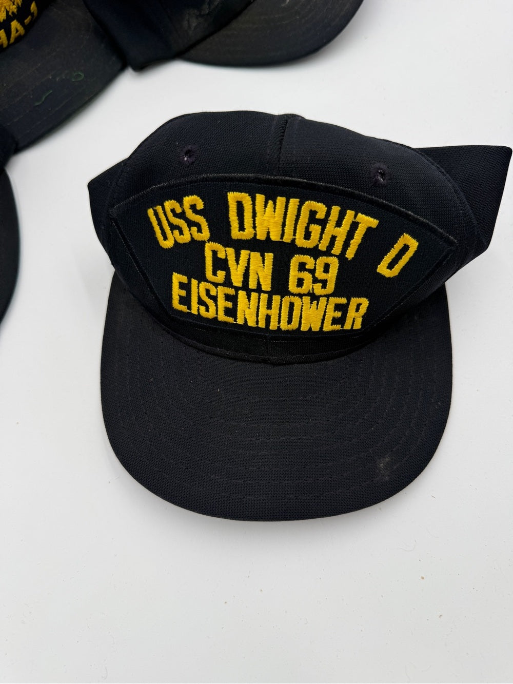 Amazing lot of 7 Vintage Navy USS Ship Embroidered Cap Lot - Black and Navy