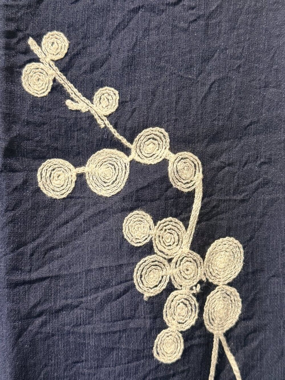 Parami Design Navy Blue Floral Embroidered Ladies Flowy Blouse Size 2X