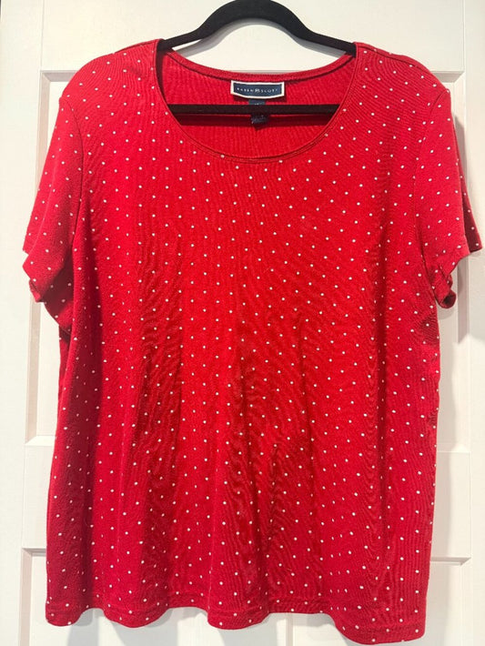 Vintage Karen Scott Red & White Polka Dot Tee Size XL