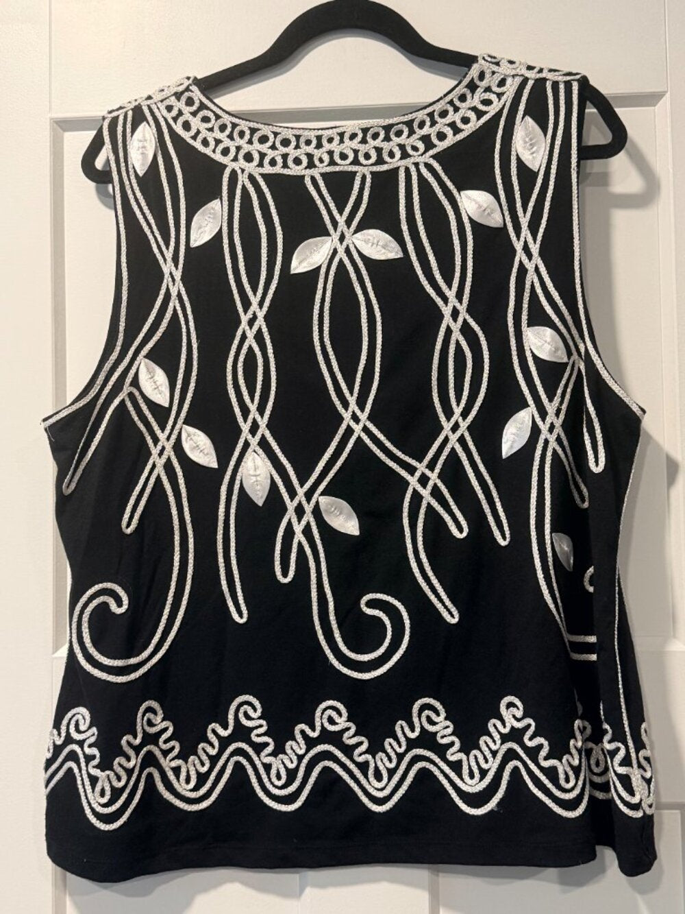 Carole Little Black & White Embroidered Dressy Tank Top Ladies Size 1X
