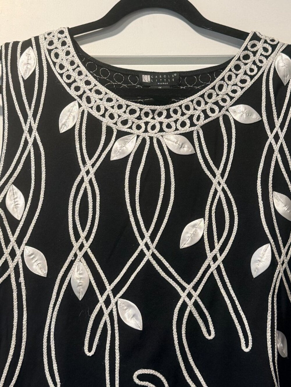 Carole Little Black & White Embroidered Dressy Tank Top Ladies Size 1X