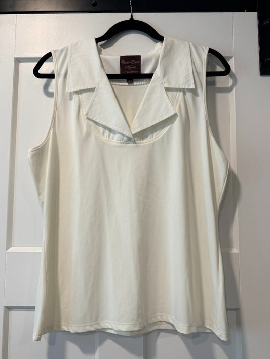 Under Cover Agent Dressy Tank Blouse w/ Collar in Cream Ladies XL