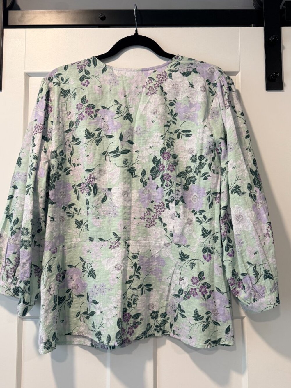 Vintage Liz Claiborne Lightweight Floral Cotton Long-Sleeve Blouse XL