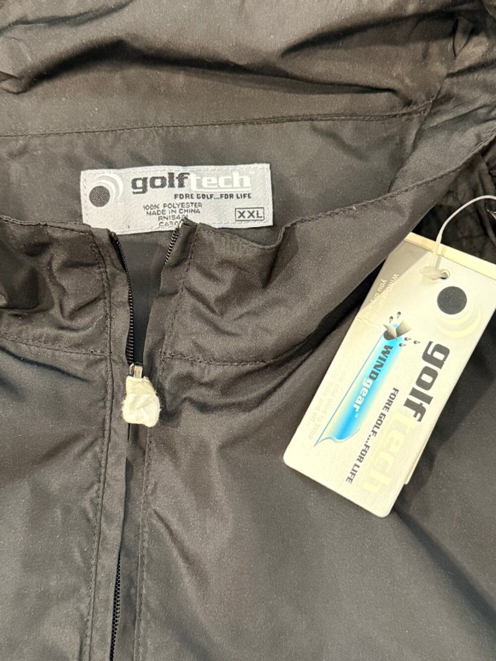 NWT GolfTech Black Wind Gear Lined Pullover Half-Zip Lightweight Jacket