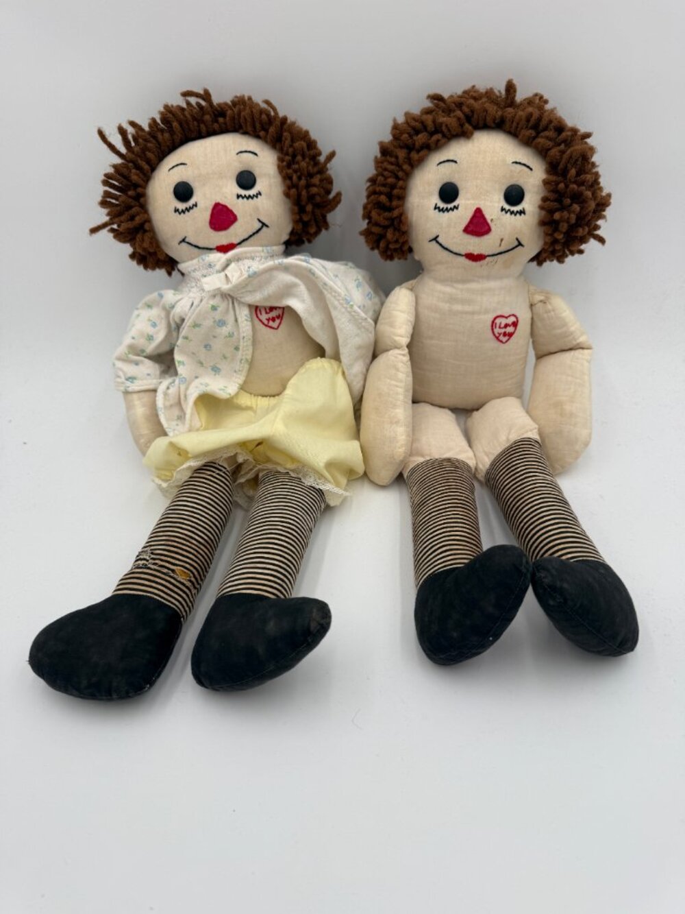 Vintage 19" Knickerbocker Raggedy Ann & Andy Cloth Dolls