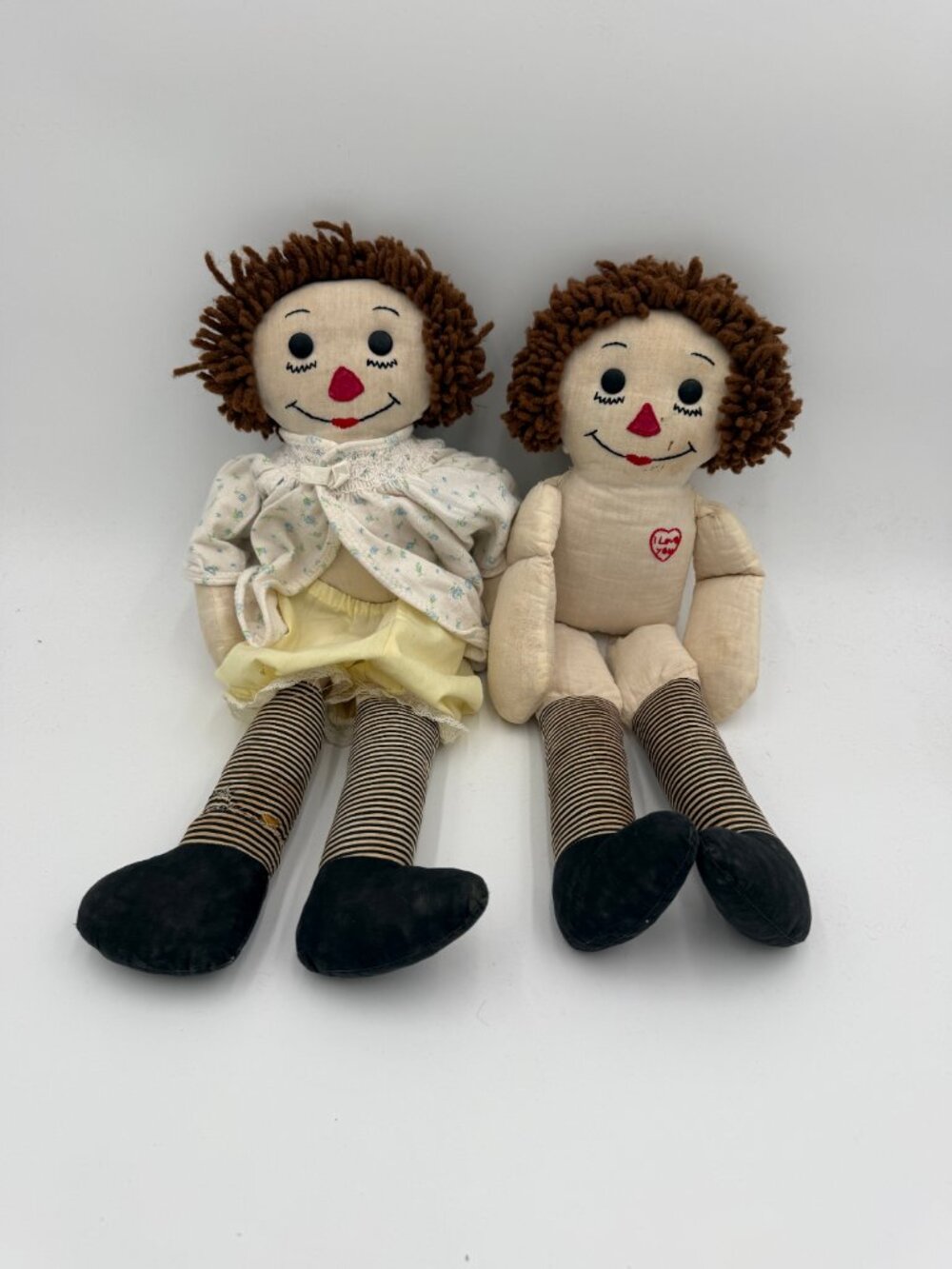 Vintage 19" Knickerbocker Raggedy Ann & Andy Cloth Dolls