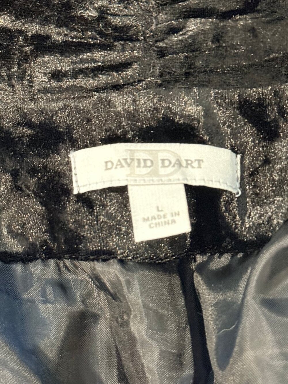 David Dart Crushed Velvet-Style Open Dressy Black Jacket