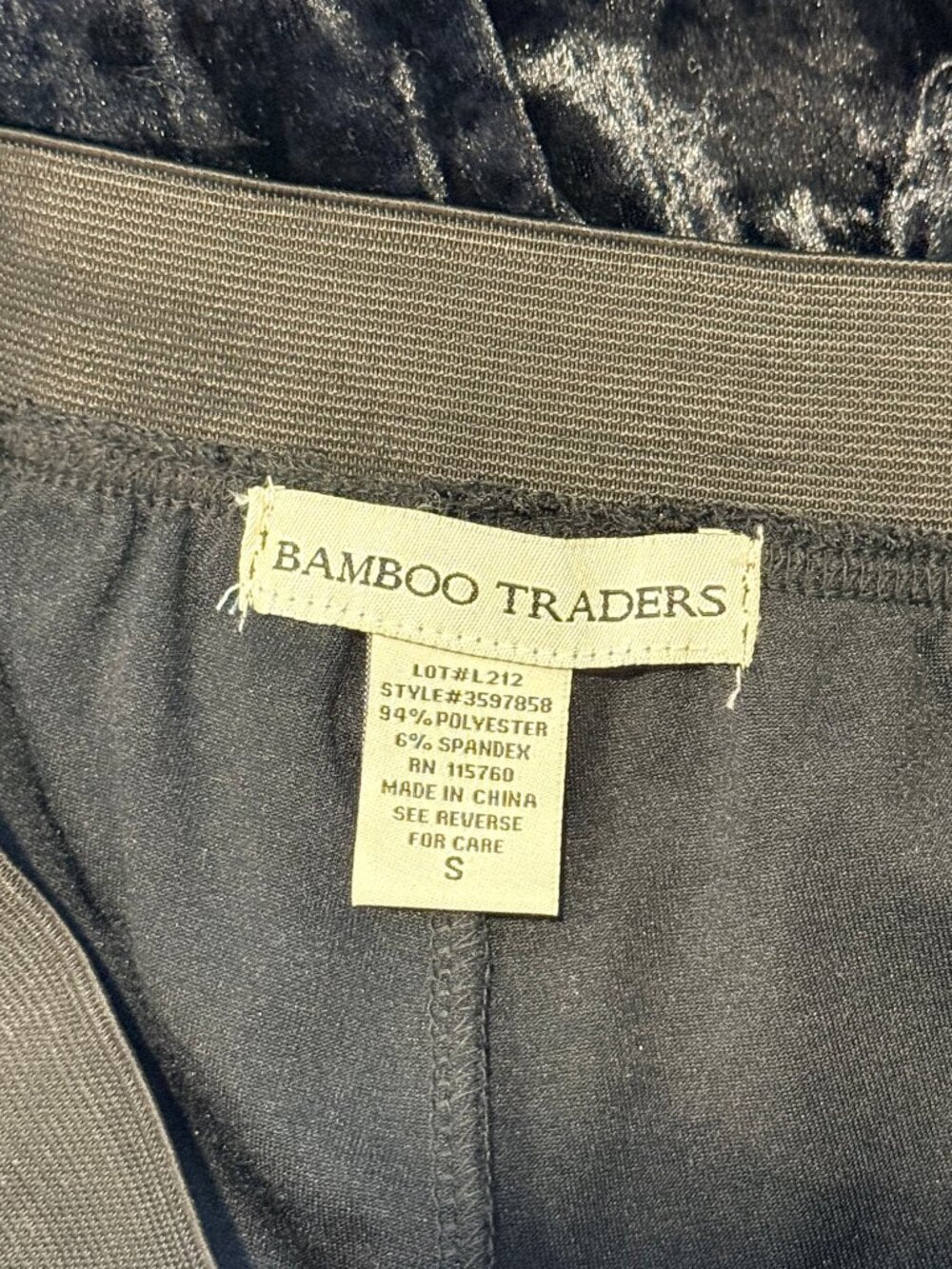 Bamboo Traders Black Velvet Flowy Top and Elastic-Waist Pants