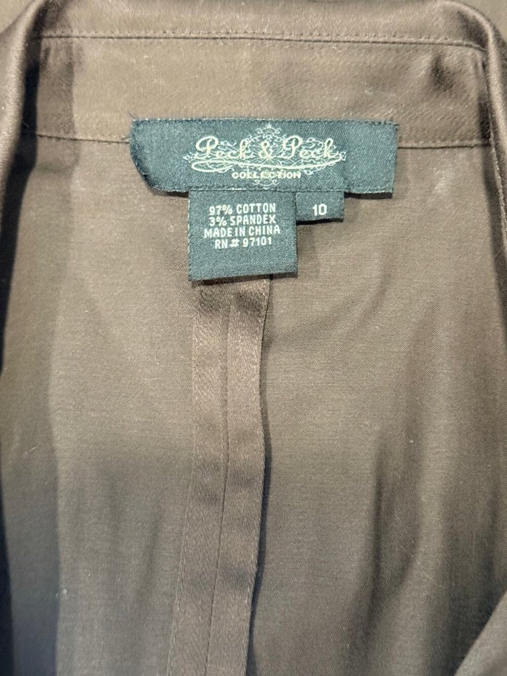 Vintage Peck & Peck Chocolate Brown Stretch Pantsuit Jacket & Pants w/ Gold Trim