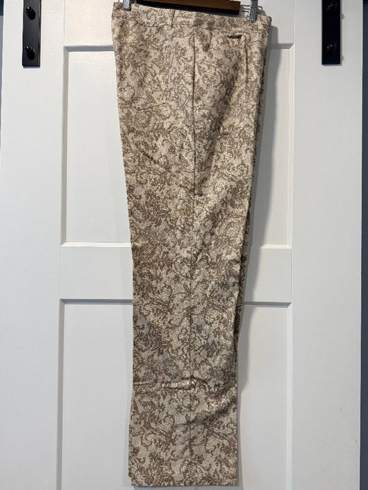 Peck & Peck Weekend Floral & Lace Print Tan Stretch Casual Trousers