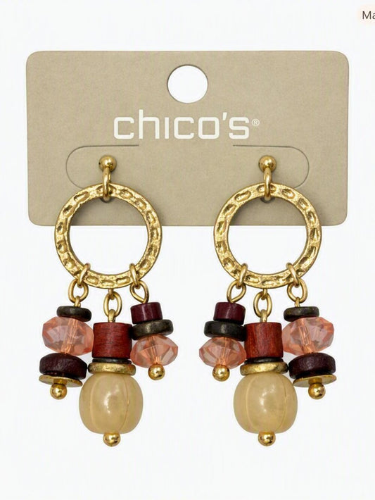 NWT Vintage Chico Pagi Cherry Drop Hoop Earrings