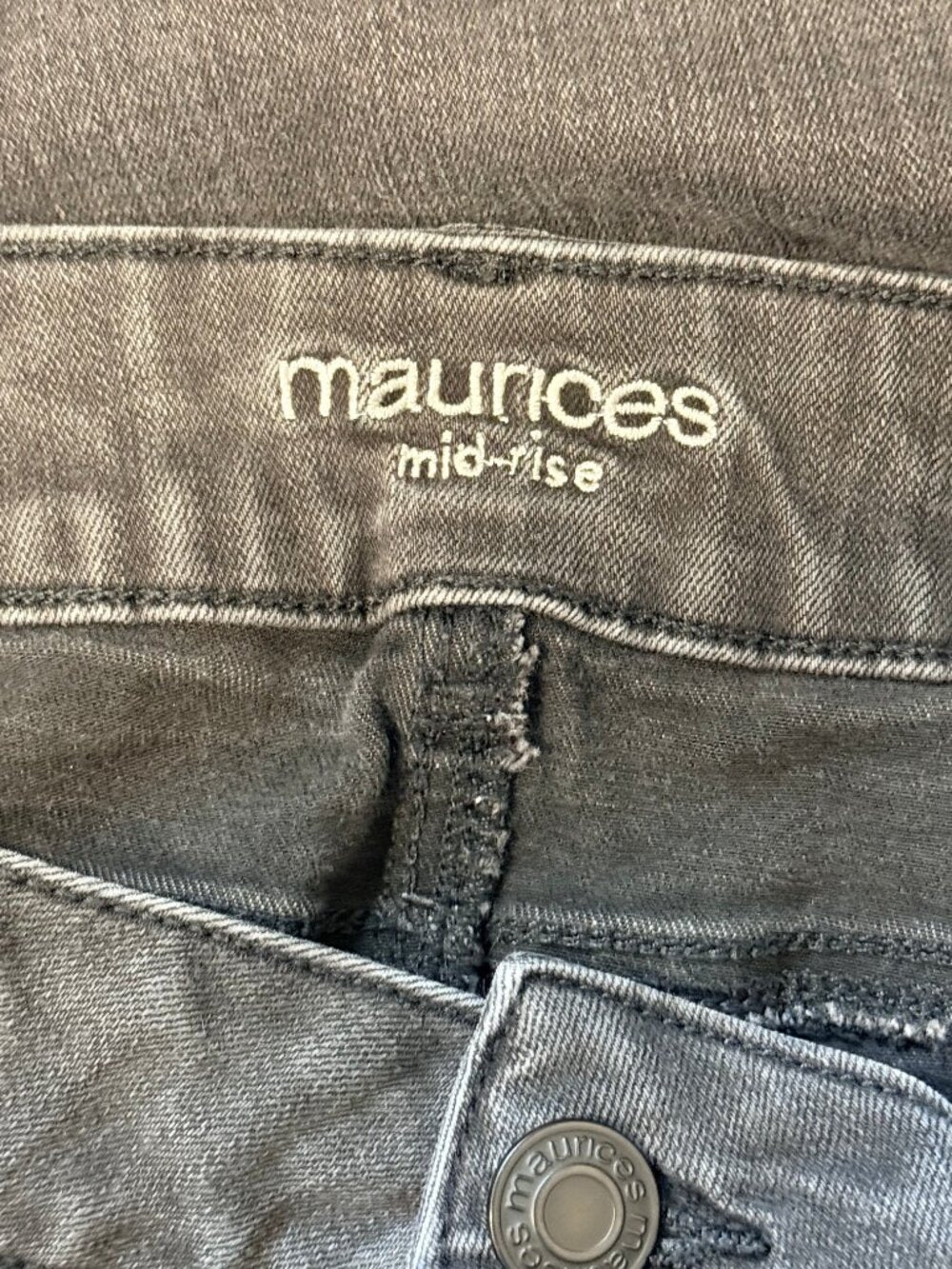 Maurices Faded-Style Black Stretch 5-Pocket Mid-Rise Jeans