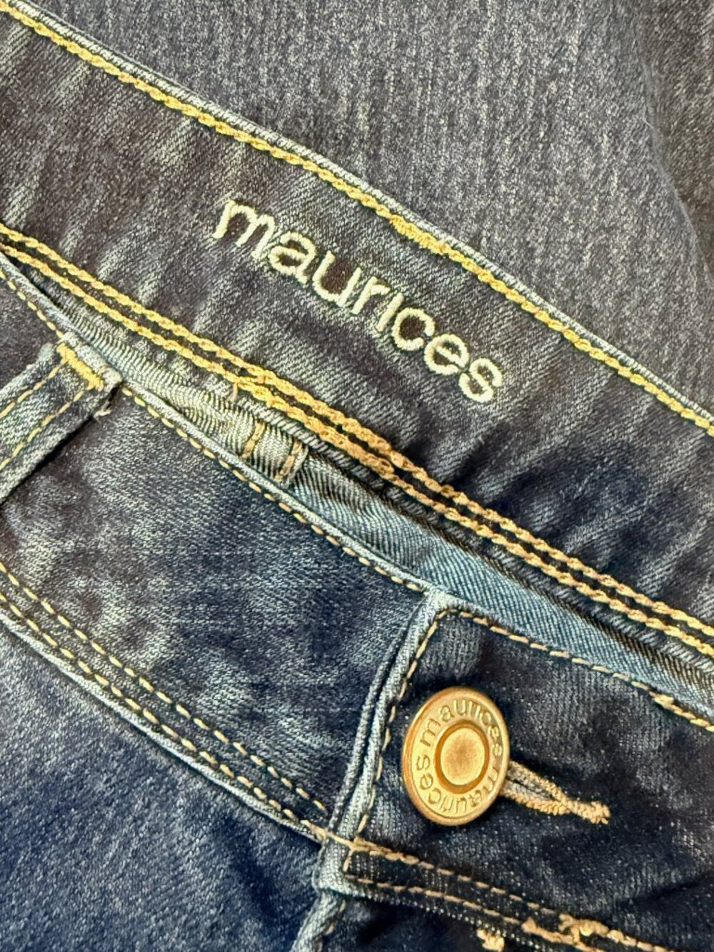 Maurices Straight Leg Stretch Blue Jeans With Decorative Back Pockets