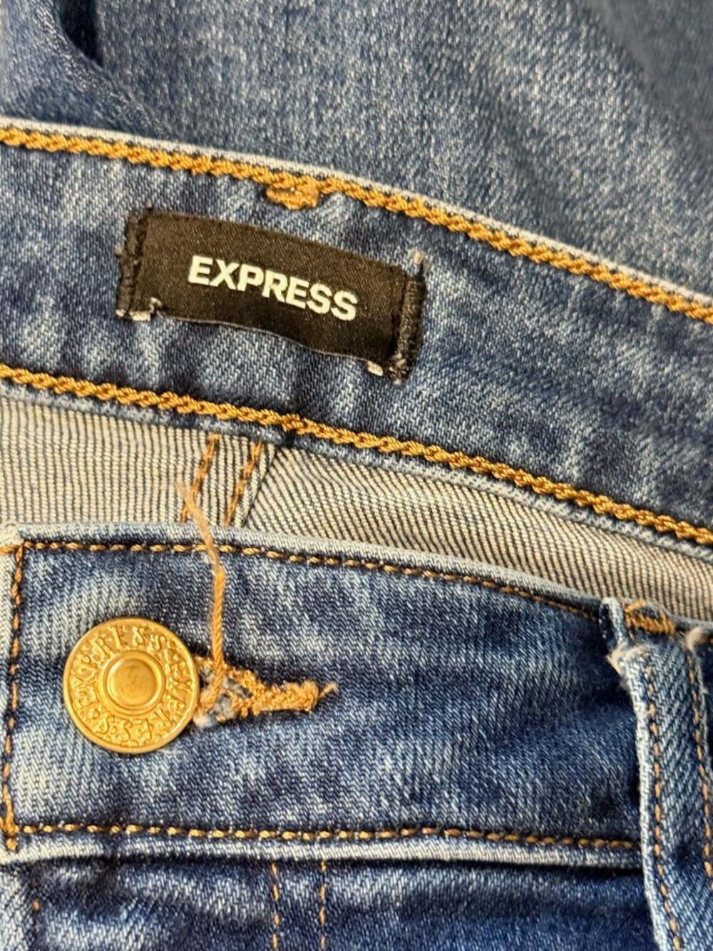 Express Boyfriend Midrise Straight Stretch Blue Jeans