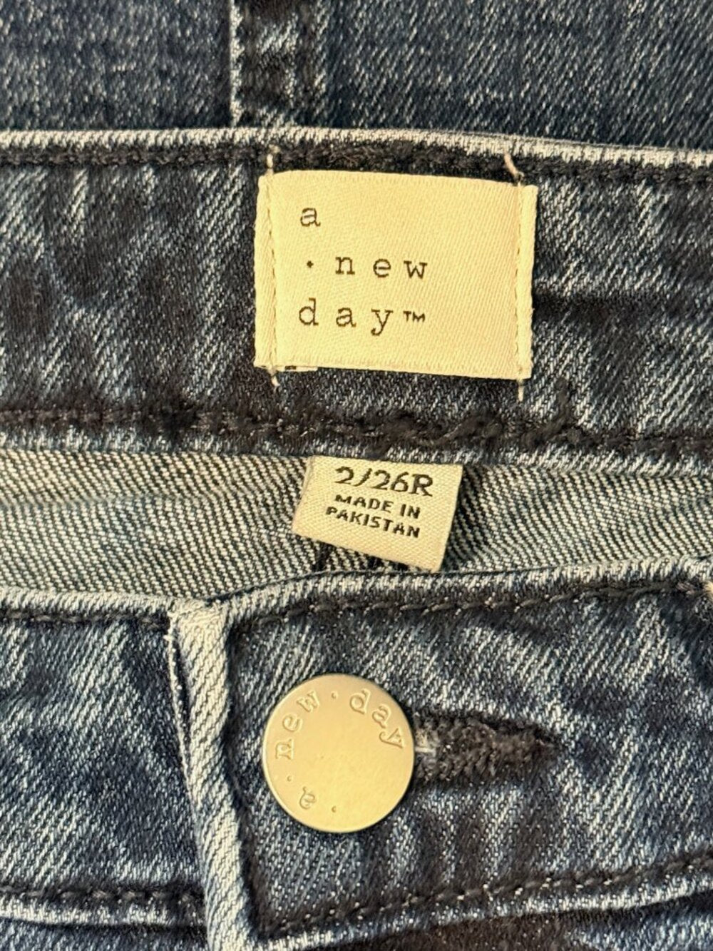 A New Day Straight Blue Jean Denim Stretch Skirt w/ Front Slit