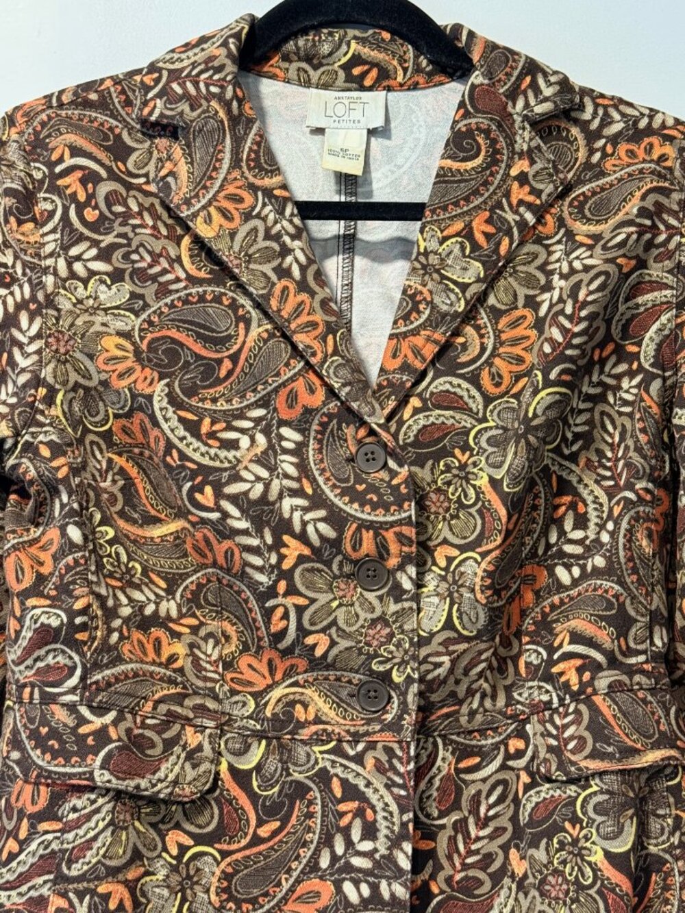 LOFT Paisley and Floral Cropped Fall Jacket