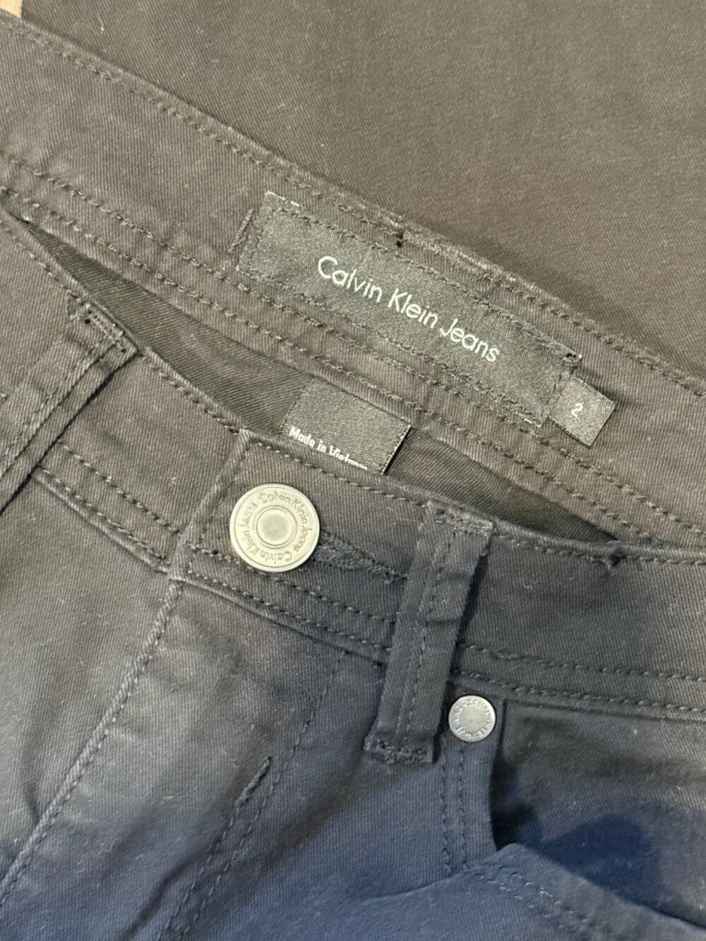 Calvin Klein Black Stretch Cotton Stretch Skinny Crop Pants
