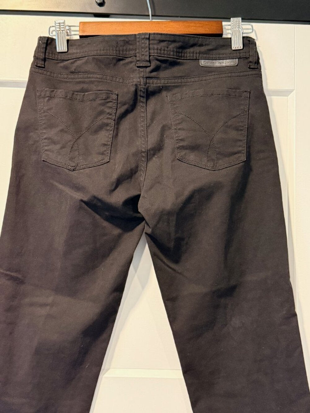 Calvin Klein Black Stretch Cotton Stretch Skinny Crop Pants