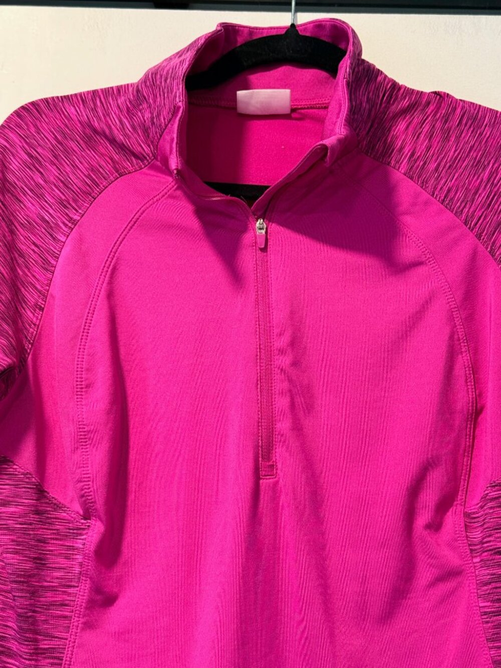 Danskin Now Dark Pink Long-Sleeve Activewear Half-Zip Top