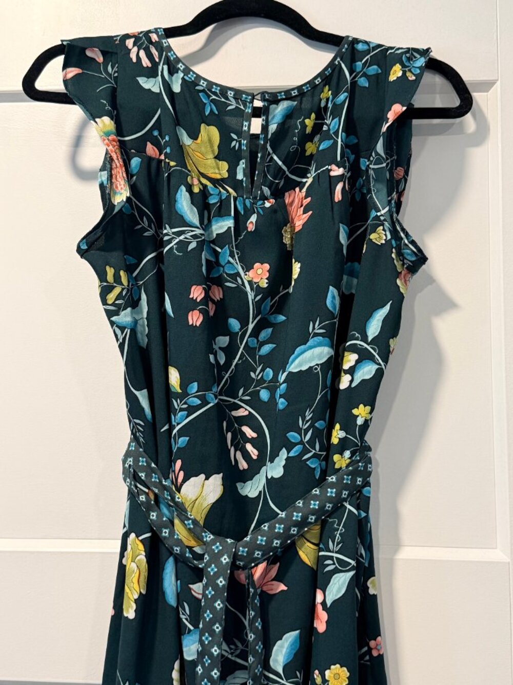 LOFT Teal & Multicolor Flowy Floral Dress
