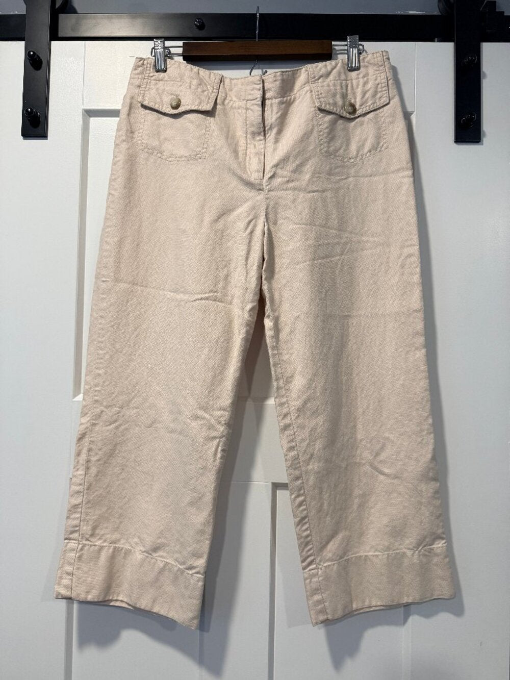 Ann Taylor Linen / Cotton Blend Flowy Tan Capris